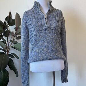 Liz & Co. Heather Blue Quarter Zip Sweater